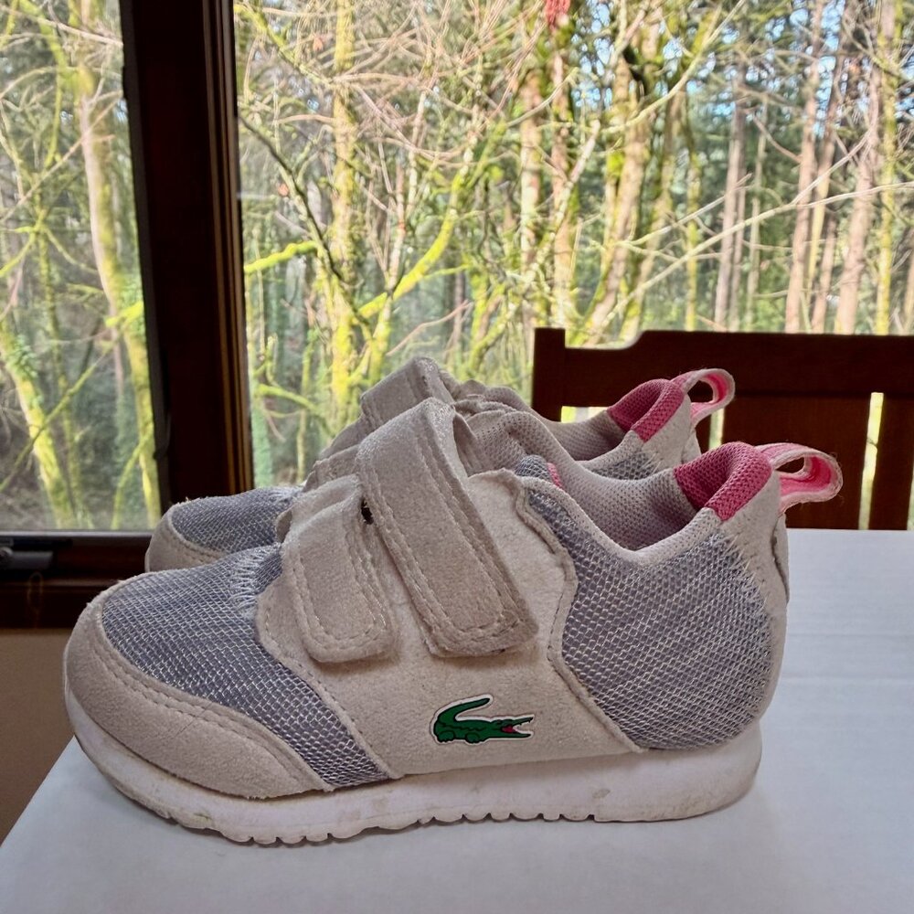 Authentic Lacoste Toddler Shoes Size 5  Velcro baby pink baby blue - Picture 5 of 7